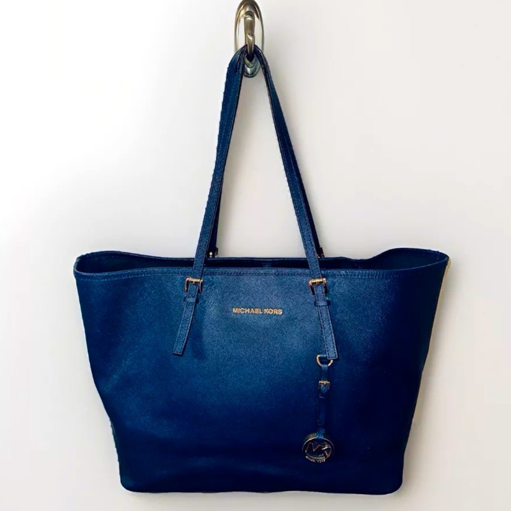 Michael Kors Jet Set Large‎ Leather Tote Bag Navy With Dust Bag